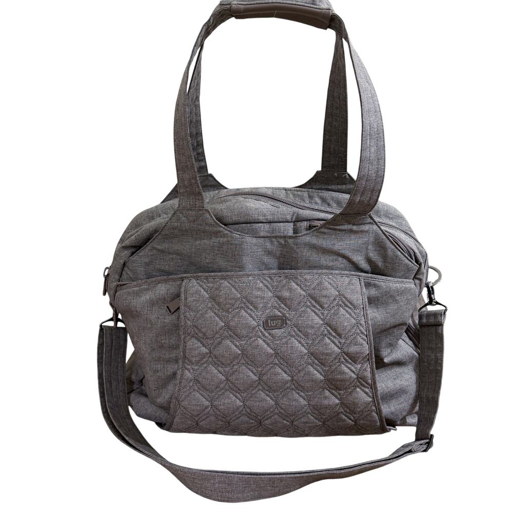 Lug Tan Pontoon Weekender Duffle Bag EUC Zip Top Adjustable Straps Many Pockets